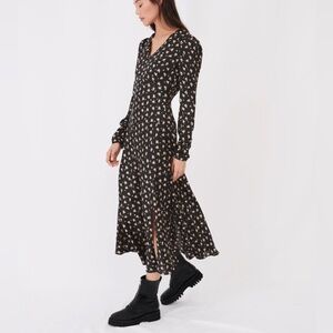 Maje Riava Satin Floral Print Maxi Dress - size 42/XL